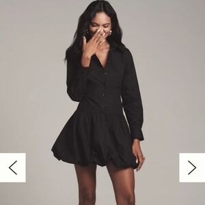 Poplin Shirt Dress with Bubble Hem